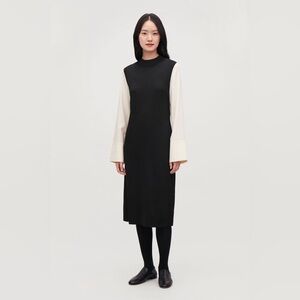 COS Black and Cream Long Sleeve Dress
